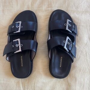 All Saints Black Leather Sandals